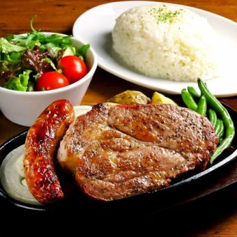 厚切りポークロースの鉄板ポークプレート~ランチセット~