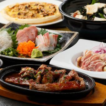 【含120分鐘無限暢飲】火鍋4種選擇、生魚片、肩裡肌牛排的「時令宴會套餐」7,700日元