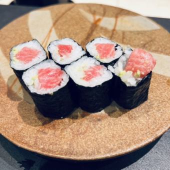 鉄火巻・トロ鉄火巻・トロたく巻・ネギトロ巻・カッパ巻き・なみだ巻