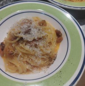 Homemade guanciale and sheep cheese carbonara