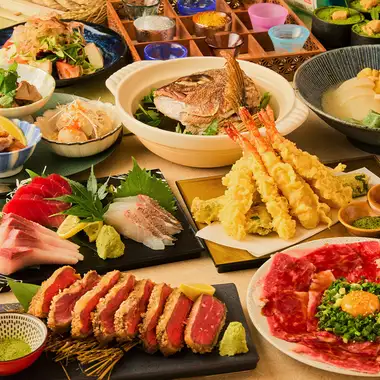 〈秋冬〉【生付き3時間飲み放題】福を招く海鮮と和牛、豪華絢爛「伊勢コース」7800円〈全14品〉