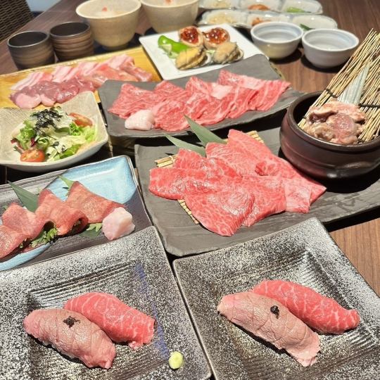 [Enjoy Course] Enjoy high-quality yakiniku, Wagyu beef yakisuki, and meat sushi. 22 dishes in total. [Reservation benefits included] 7,000 yen → 6,000 yen