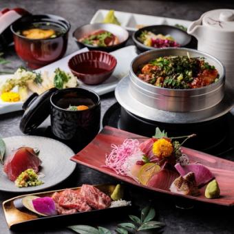 【接待や送別会】2.5h飲み放題付き豪華生本マグロ刺盛5種や蟹といくらの釜飯など8000円⇒7000円