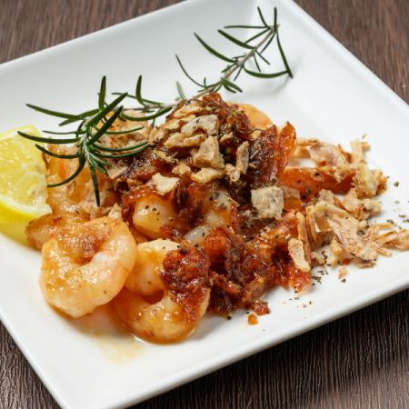 大粒エビガーリック炒め