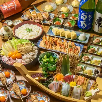 Starting November 1st: Enjoy Fujiko's three signature dishes with a 2-hour all-you-can-drink option! Luxurious sashimi boat platter and more (10 dishes total) ¥8,000 → ¥7,000