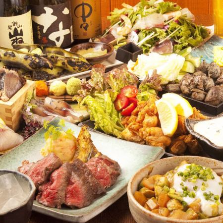 Most popular [Specialty specialty course 5,500 yen] All-you-can-drink guaranteed for 3 hours, 9 dishes in total. Grilled Sendai beef tongue & your choice of Wagyu beef main★