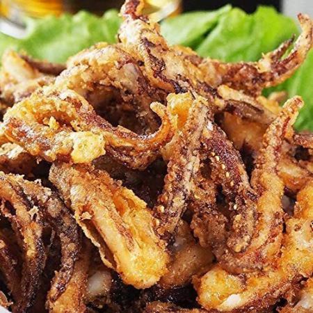 Deep fried squid tentacles