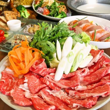 信州アルプス牛しゃぶしゃぶ付き!鮮魚盛合せ&ロティサリーチキン等お料理8品 料理のみ