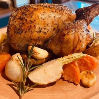 日～木曜日限定祝前日除く）みちのく清流鶏のロティサリーチキンを含む全6品コース飲み放題付