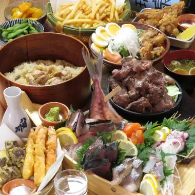 早割！【夏の宴会～松～コース】120→150分飲放付！舟盛!姿造り付刺身盛り付の豪華宴会コース！