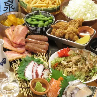 2026年7月【夏の宴会～梅～コース2H飲放付4,000円】刺身3種盛り,山盛ポテトなどコスパ抜群コース