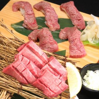 【Eight的“Kiwami”套餐】包括最上等的厚片牛舌和日本黑牛肋骨烤肉卷寿司在内的12道菜品6,500日元