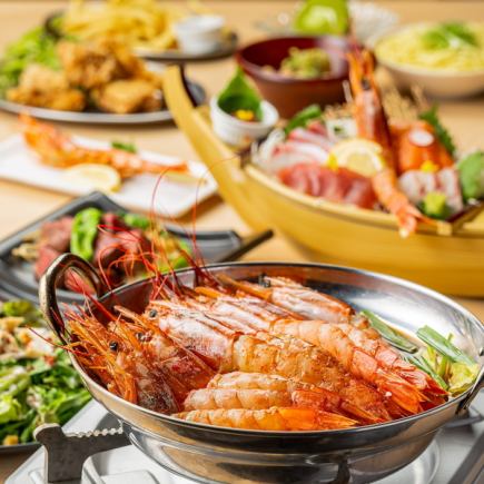 ●まんまの特選コース●贅沢宴会◎海老しゃぶ鍋&牛レアステーキ付き<全10品>4500円