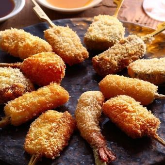 【２時間飲み放題×串カツ食べ放題】焼き鳥や炙り〆サバほか逸品含む『粋』全9品4380円⇒3500円