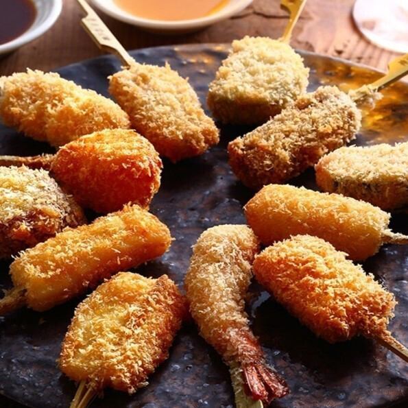 【２時間飲み放題×串カツ食べ放題】焼き鳥や炙り〆サバほか逸品含む『粋』全9品4380円⇒3500円