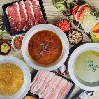 [午餐♪ 2H 无限畅饮软饮料] 汤料和包菜/牛肉火锅的选择和 30 种小吃 3,000 日元