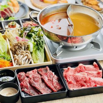 [Private room guaranteed♪ All-you-can-drink for 3 hours even on weekends!!] Choice of soup stock♪ ``Hana course'' with Kuroge Wagyu beef shabu-shabu 5,000 yen