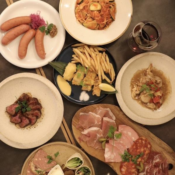【肉バル×イタリアン】本格イタリアンのパーティープラン◎肉も魚も愉しめる飲み放題付★全7品5000円～