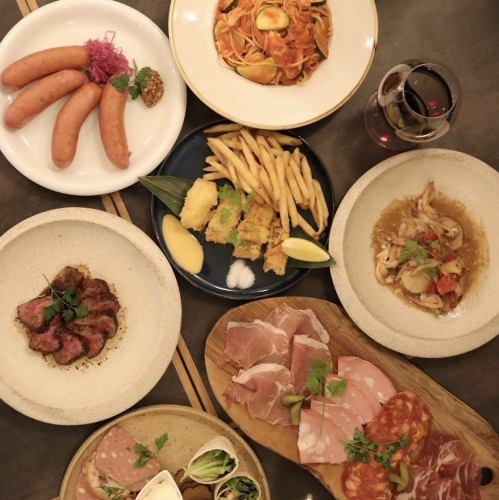 【肉バル×イタリアン】本格イタリアンのパーティープラン◎肉も魚も愉しめる飲み放題付★全7品5000円～