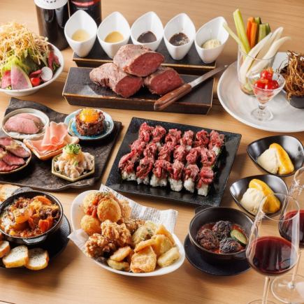 [Premium] Unheard of! Aged skirt steak chunks and aged skirt steak yukke sushi [5,000 yen/9 dishes/2 hours all-you-can-drink included]