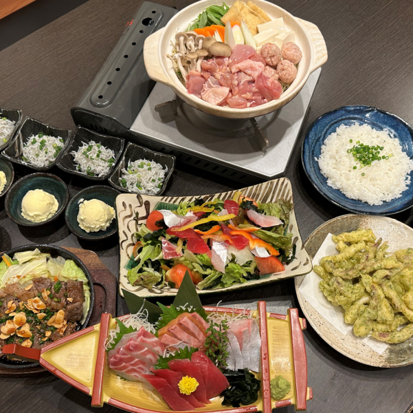 【忘新年会に大人気！】4,000円！2時間飲み放題付き！鍋、牛ステーキ、刺身が楽しめるお手軽コース！