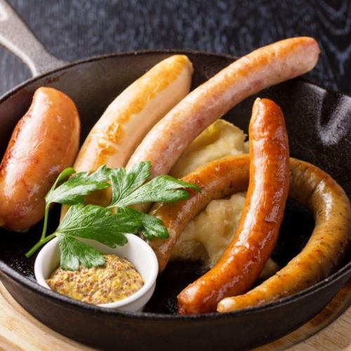 Assortment of five types of sausages