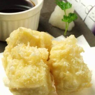 Camembert cheese and avocado tempura