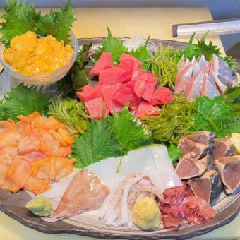 【魚套餐3,500日圓】丸葉人氣竹莢魚namero等7道菜品，附2小時無限暢飲