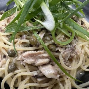 長生村の長ネギと鯖のアーリオオーリオスパゲッティ