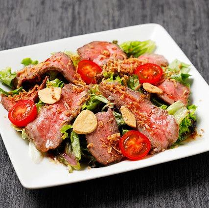 Homemade Wagyu roast beef salad