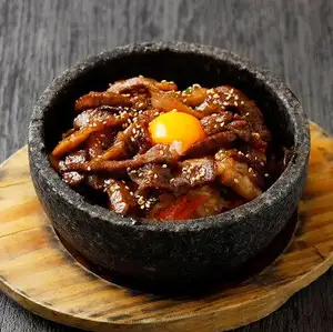 A5 검은 털 일본소 돌 구이 비빔밥