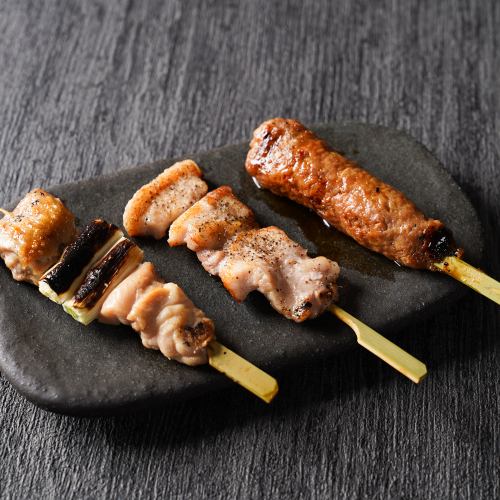 是非食べていただきたい自慢の3種「大山鶏むね串・手ごね生つくね・大山鶏ねぎま串」をセットでご提供！