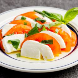Tomato and mozzarella cheese caprese