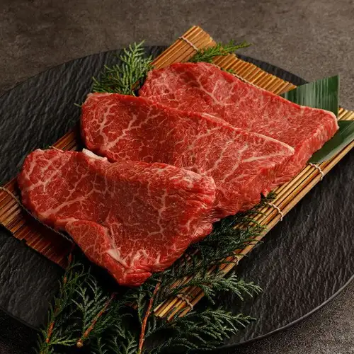 Selected lean meat steak of Japanese Black Wagyu beef