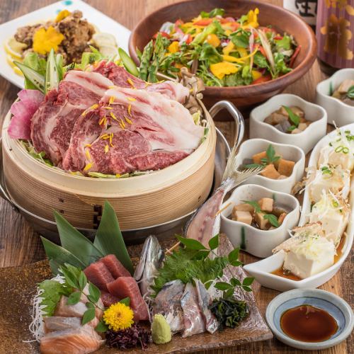 【牡丹コース】舌鼓間違いなし!!豪華な合鴨の蒸籠蒸し付き◎3時間飲み放題9品4500円