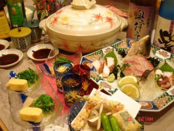 Luxury chanko nabe course with 6 dishes (sashimi, etc.) and all-you-can-drink for 5,000 yen including tax