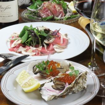 [Special welcome/farewell party course] Hiroshima oysters, Wagyu beef carpaccio, acqua pazza ☆ 5,200 yen (tax included) 10 dishes in total