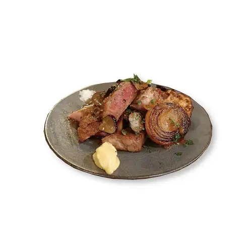 Charcoal-grilled Hiroshima beef steak with truffle sauce