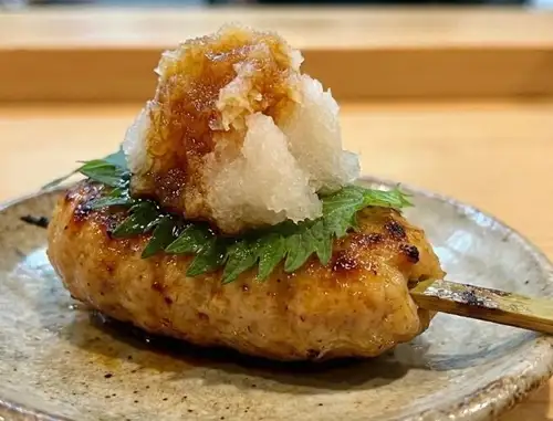 Grated radish and ponzu sauce beef tongue meatballs