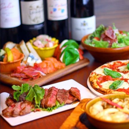 【派对套餐】人气卡门培尔奶酪、披萨、无限畅饮等8道菜品2.5小时4000日元
