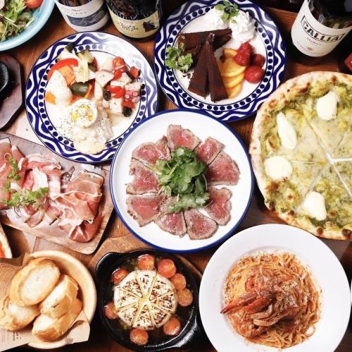 【宴会や女子会、貸切に◎】前菜盛り合わせ×選べるPizza×2時間飲み放題☆3500円～