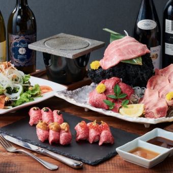 【처음으로】 이쿠라의 호화 고기 스시 등 당점의 명물을 맛볼 수있는 코스 전 6 품