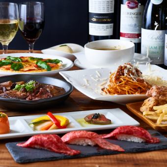 【여자회 코스】건배 스파클링 첨부♪고기 스시나 pizza를 포함한 2시간 음료제 포함 코스 4,500엔