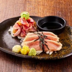 国産鶏たたき 2種盛合せ