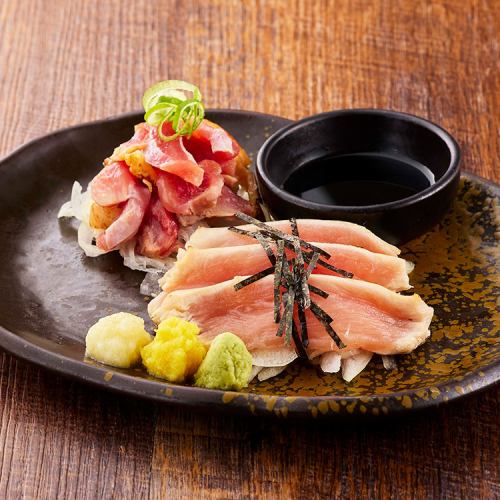 国産鶏たたき 2種盛合せ