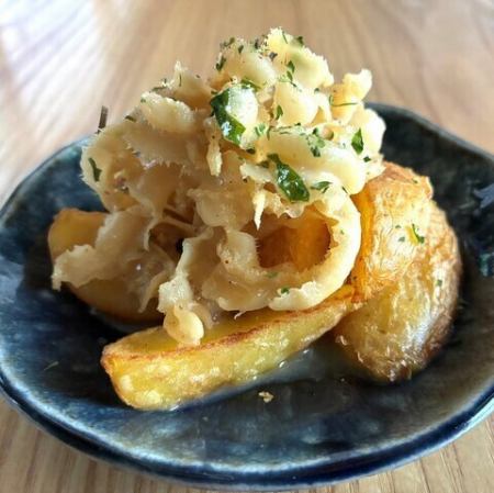 帆立ヒモのガリバタ炒め