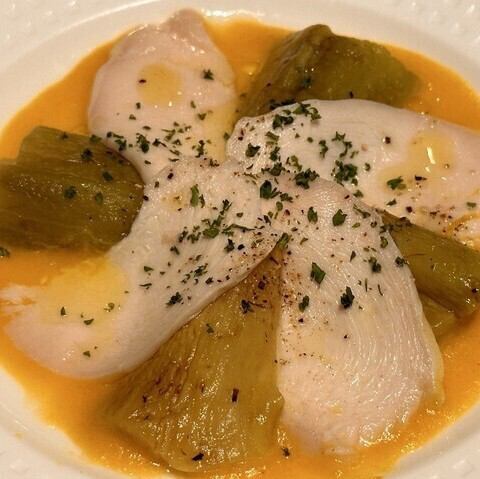 焼茄子と鶏胸肉のカルパッチョ風