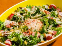 Caesar salad with soft-boiled egg