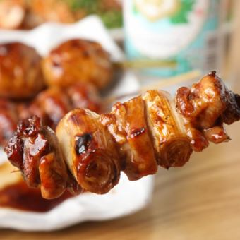 [鶏串】 모모 / 네기마 / 닭 껍질 / 모래 주머니 / 본 지리 각