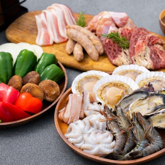 ★BBQ set with fresh seafood 5,500 yen (tax included)★Free drinks for 2 hours (L.O. 1.5H) included